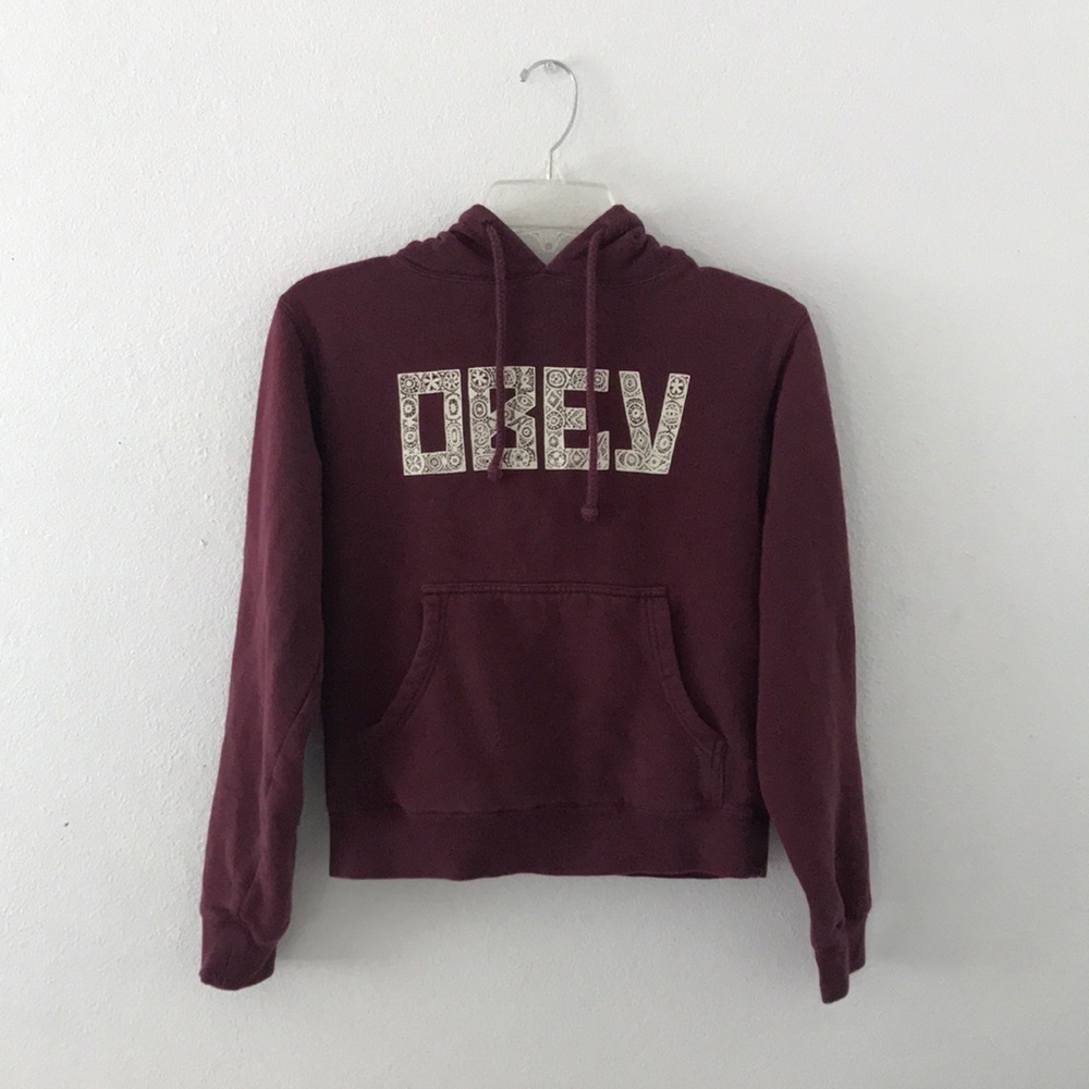 maroon obey hoodie